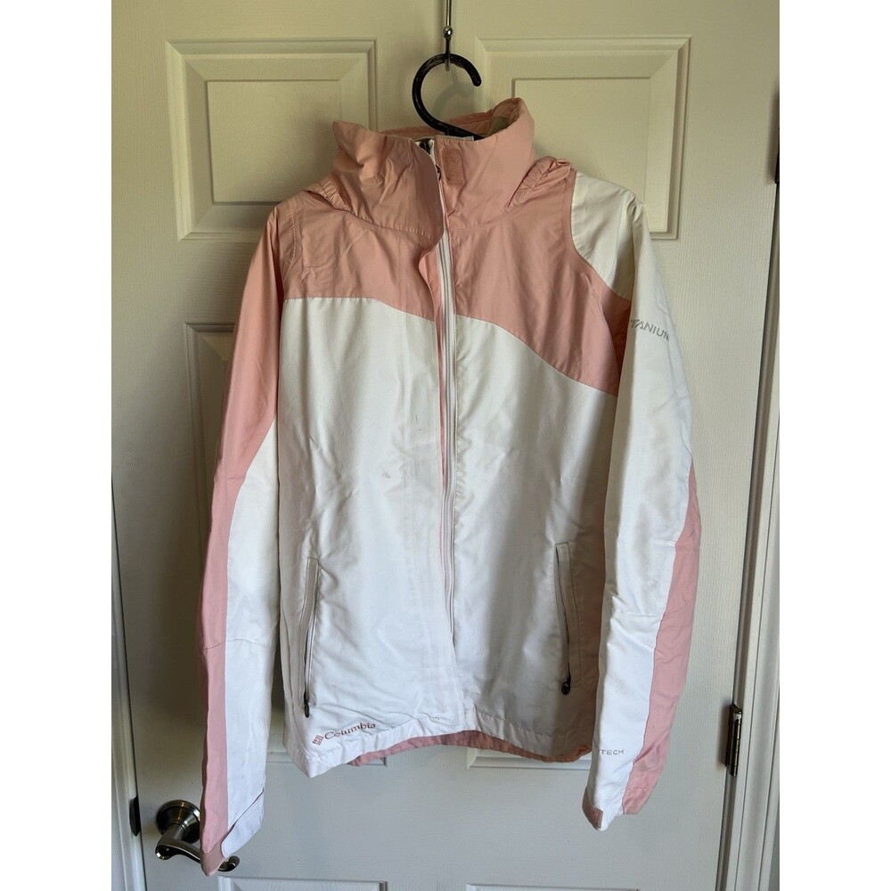 Columbia Titanium Girls Hooded Full Zip Both Shells Jacket Pink/White 18/20 XL